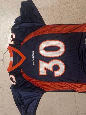 Denver Broncos #30 Navy & Orange Football Jersey